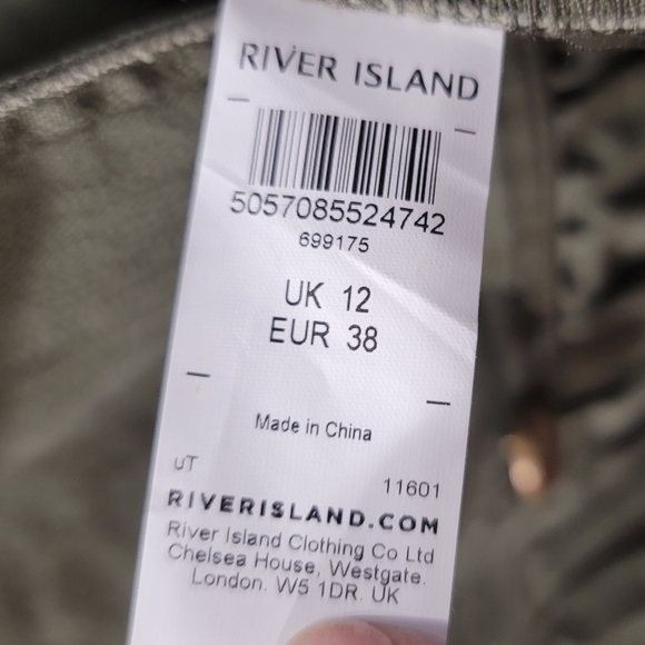 River Island British Distressed Frayed Khaki Jacket - Sz 38 EU / 12 UK - Picture 8 of 11